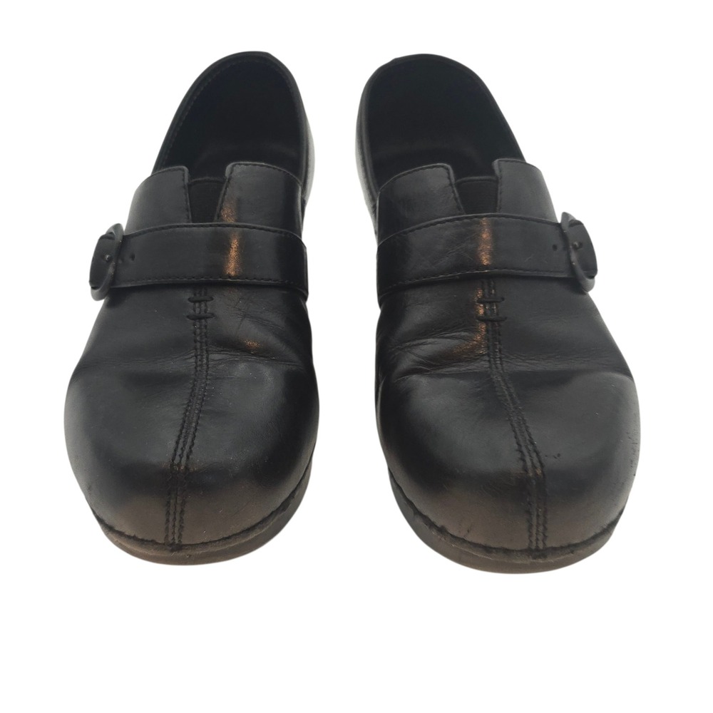 Dansko Britney Black Leather Mary Jane Clog EU38 US7.5 Buckle Comfort Nurse Shoe